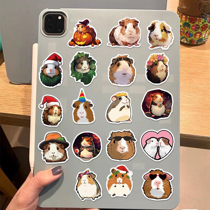 50Pcs Cartoon Guinea Pig Stickers Cute Animals Pvc Decals Funny Decoration Toy Gift Diy Fridge Helmet Phone Suitcase Sticker