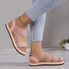 Women's Casual Flat Sandals Elastic Crisscross Strap Open Toe Slip On Shoes Comfy Beach Sandals