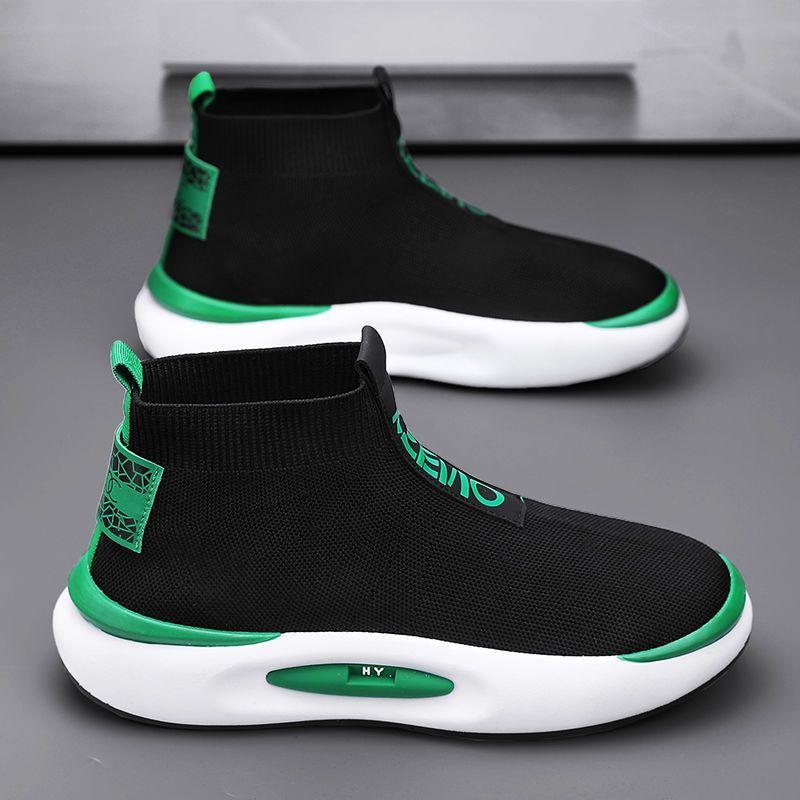 

Мужские носки и обувь, весенние высокие повседневные кроссовки из эластичной ткани, обувь для ленивости с педалью, спортивная модная обувь на мягкой подошве 43 зелёный