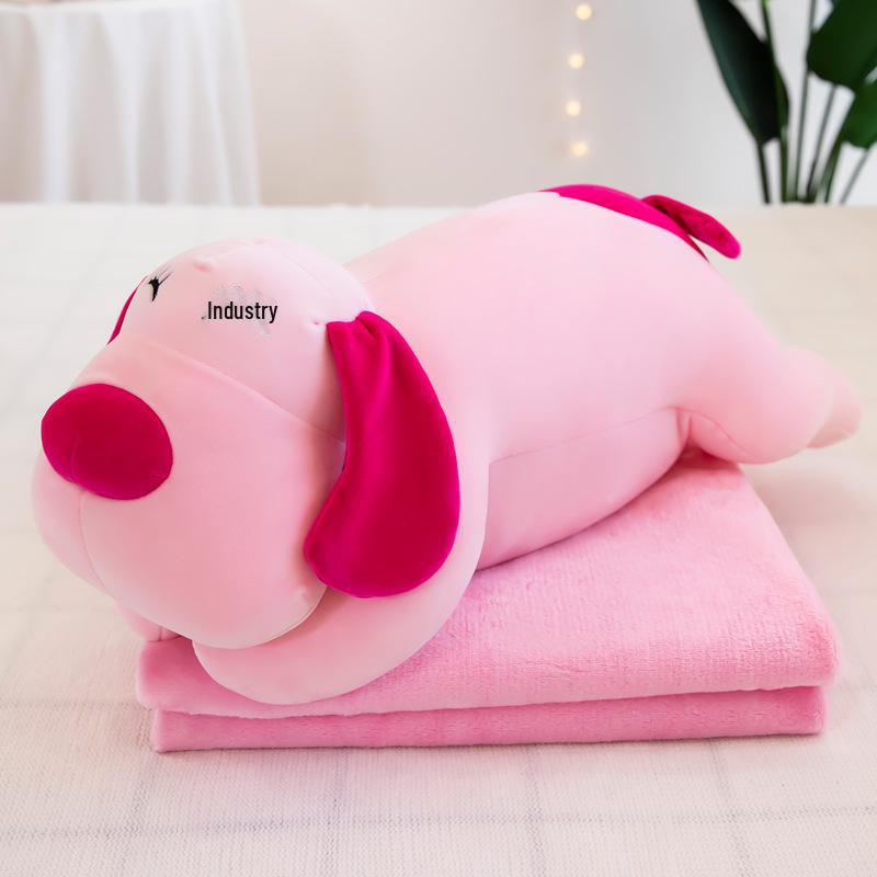 

Мультяшна подушка та ковдра подвійного призначення: Затишна ковдра для сну та диванна подушка в подарунок Lying Dog рожевий