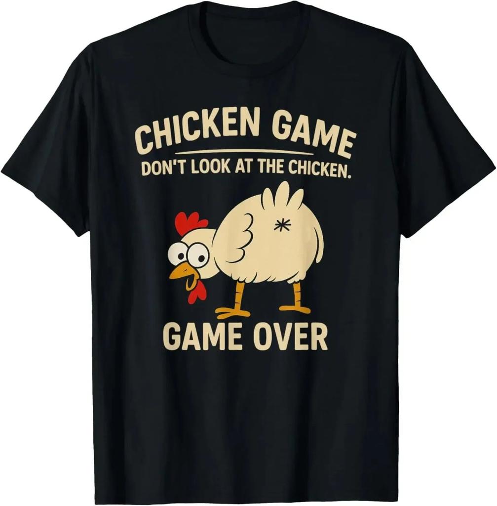 Lässige Mode Lockere Oberteile Schau nicht auf das Huhn Lustiges Hühner-T-Shirt Lustiges bedrucktes Grafik-T-Shirt Unisex