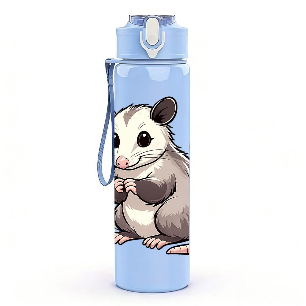 1PC Cute Mouse Forest Animal Print 750ml Color Plastic Sports Water Bottle Leakproof Flip Straw Lid Suitable for Sports Office Home Use