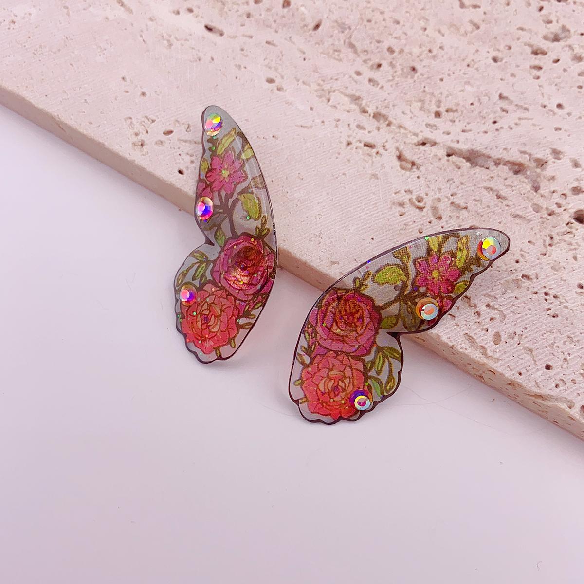 

Minar Fairy Gradient Blue Color Resin Butterfly Wings Drop Dangle Earrings for Women Girls Rhinestone Glitter Pendant Earring