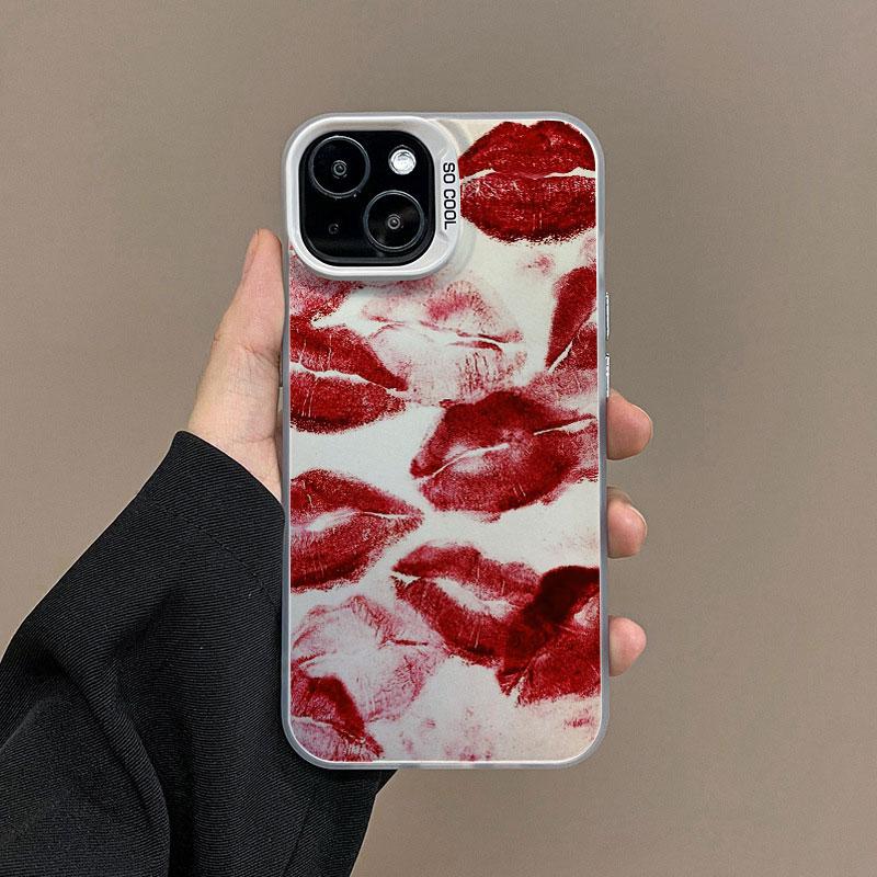 

Модный чехол для телефона с принтом красных губ для iPhone 13 12 Mini Pro Max 11 14 15 Pro Max 15 14 Plus Ударопрочные Лазерные Матовые Задние Крышки iphone 13 mini