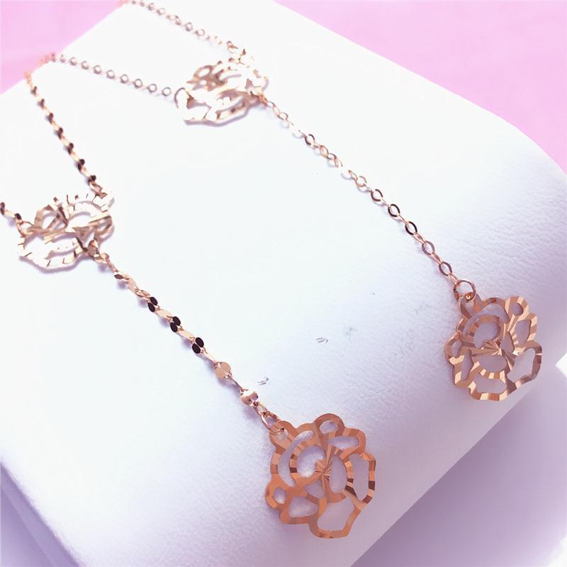 Purple Gold Rose Necklace, Simple Temperament Rose Gold Plated Collarbone Chain