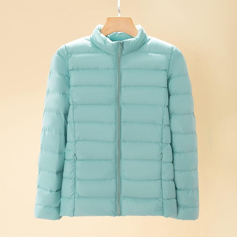 Light Down Jacket Women's Short Autumn and Winter New Stand-up Collar Large Size Lightweight White Duck Down Jacket