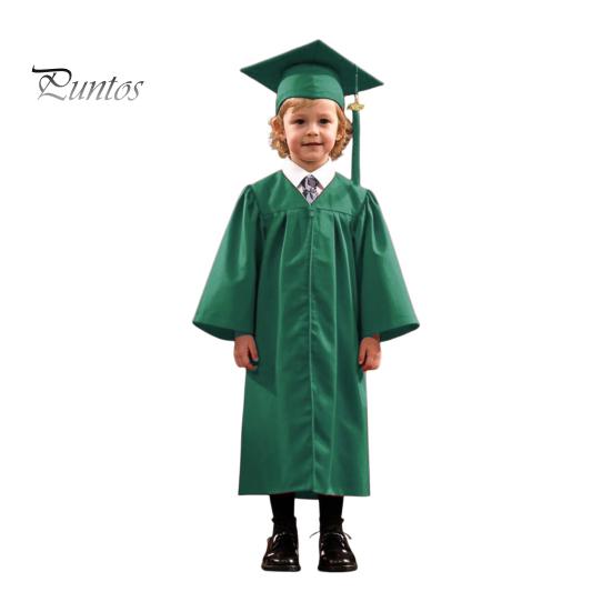 Children Kindergarten Graduation Uniform with Hat And Tassel V Neck Knee Length Long Sleeve Zipper Closure Elementary Graduation Robe Kids Graduation