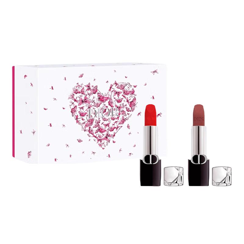DIOR Lipstick Two-piece set: Velvet lipstick #999 + Velvet matte lipstick #688 синий