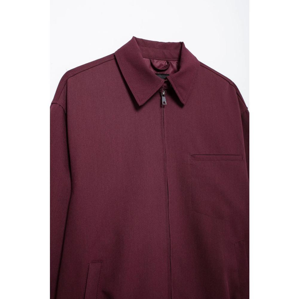 VAYLA Women Vintage Loose Lapel Jacket Burgundy Color Zipper Jacket New  Autumn Stylish Versatile Casual Jacket
