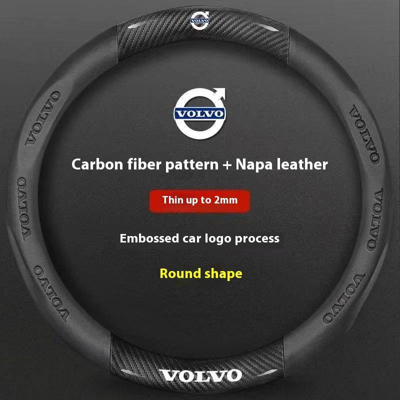 Car Carbon Fiber Leather Steering Wheel Cover Applicable to Volvo XC40 XC60 XC70 XC90 C30 C70 S40 S60 S80 S90 V40 V50 V70 EX40