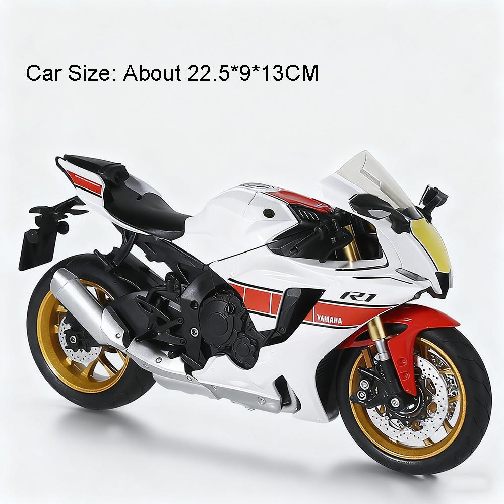 1:9 Scale R1 CBR1000 Motorcycle Model Toy Linkage Steering Foldable Tripod Motorbikes Metal Diecast Models Living Room Ornaments