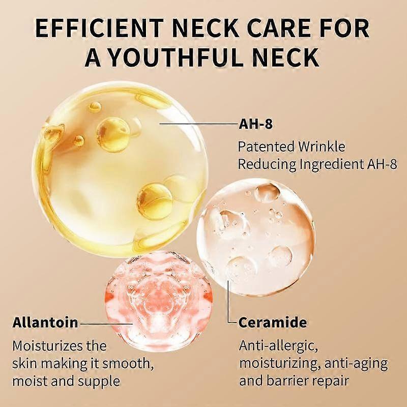 AH-8 Firming Neck Cream for Crepey Skin Care, Double Roller Massage, Skin Tightening Cream, Hexapeptide, Moisturizing, Anti-Aging Neck Cream