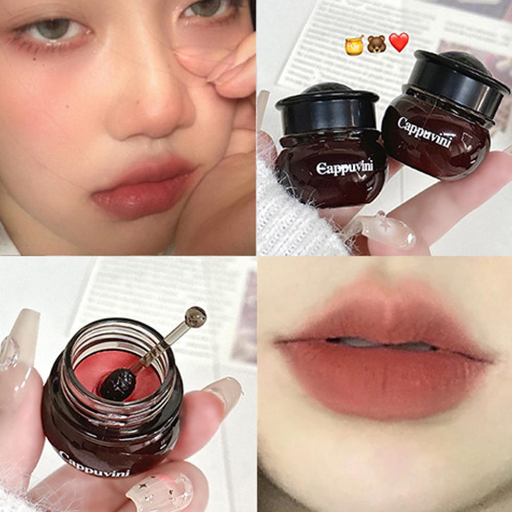 

CAPPUVINI Черный медовый бальзам для губ Увлажняющий и увлажняющий осветляет морщины на губах Блеск для губ