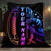 1PC Custom Name Football Player Artwork outdooor Flannel blankets Patterns Throw Blanket All-Season Soft Gift for Couch, Bed, Camping gifts