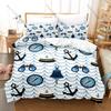 Navy Blue Anchor Theme Bedding Set 3 Pieces Marine Sailor Style Quilt Cover Set Twin Full Queen King Size Bed Linen