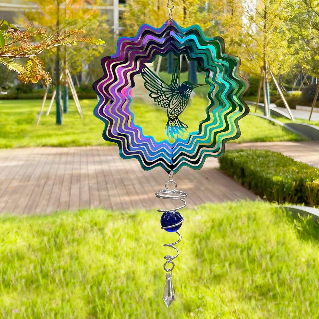 3D Mandala Rotating Wind Chime - Colorful Stereoscopic Spinner for Wall, Garden, or Courtyard Decoration