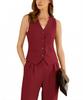 Office Clothes V-neck Button Vest Trousers Solid Color Two-piece Sleeveless Suit for Women In All Seasons