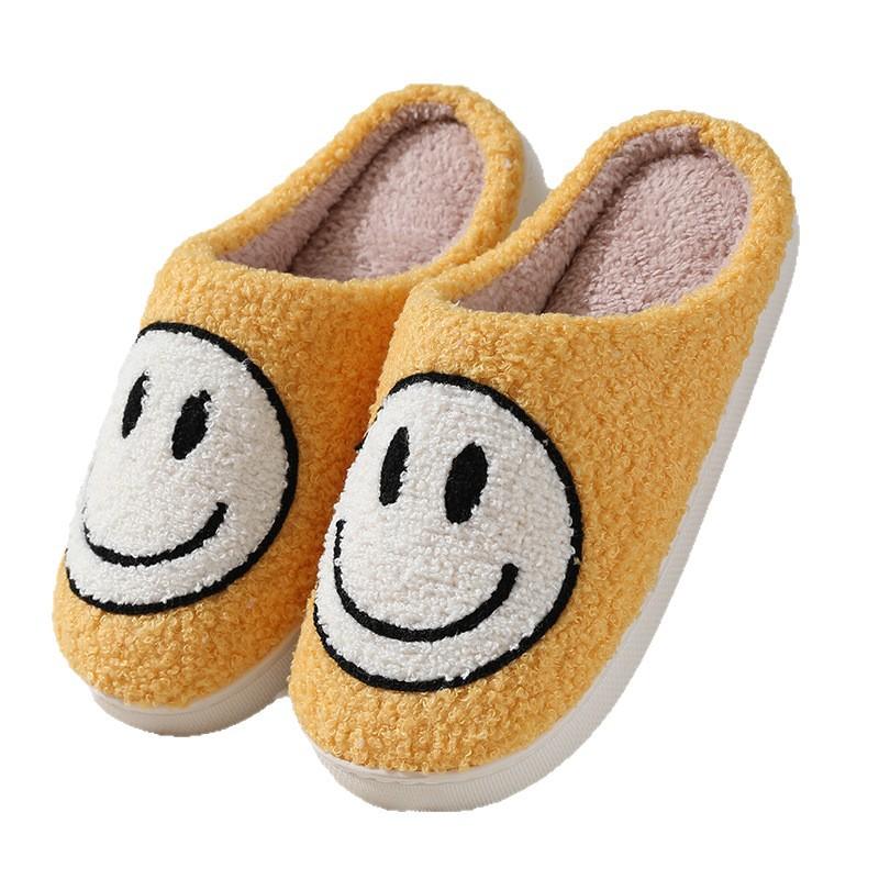 New smiley face autumn and winter male and female couples cotton slippers home indoor cute thick bottom cartoon non-slip slippers