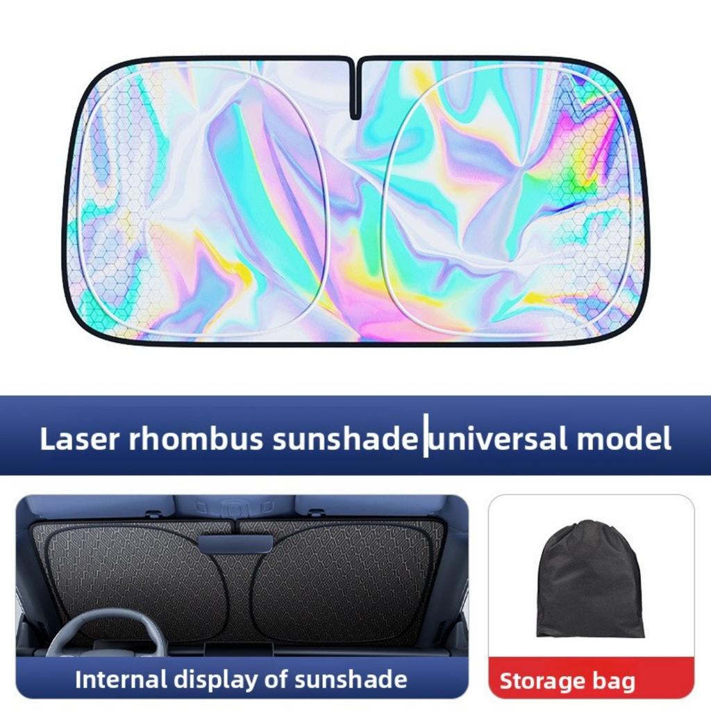 Titanium Silver Alloy Car Windshield Laser Sunshade -Four Layer Physical Material, UV Protection, Heat Insulation, Shading, Car Sunshade, Car Sunshade