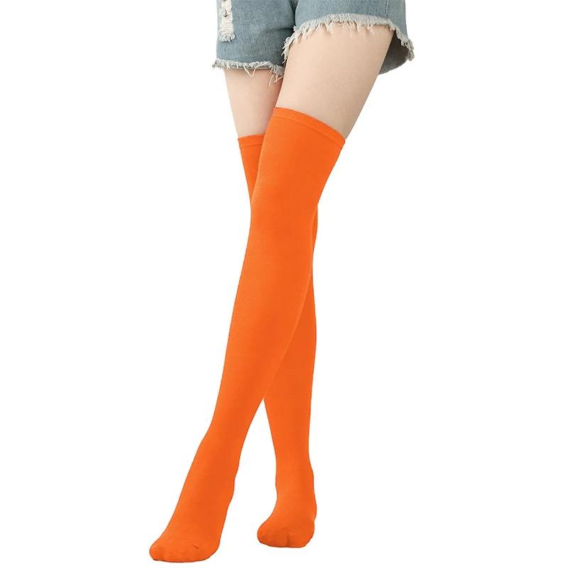 Overknee-Socken Für Damen Neue Weihnachtsstrümpfe Rote Grüne Gelbe Strümpfe Europäische Und Amerikanische Halloween Lila Strümpfe One Size orange