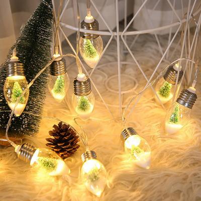 Christmas Snow Ball String Lights Vintage 10/20 LED Bulbs String Light with Snow Scene for Home Patio Fireplace Xmas Tree Decor