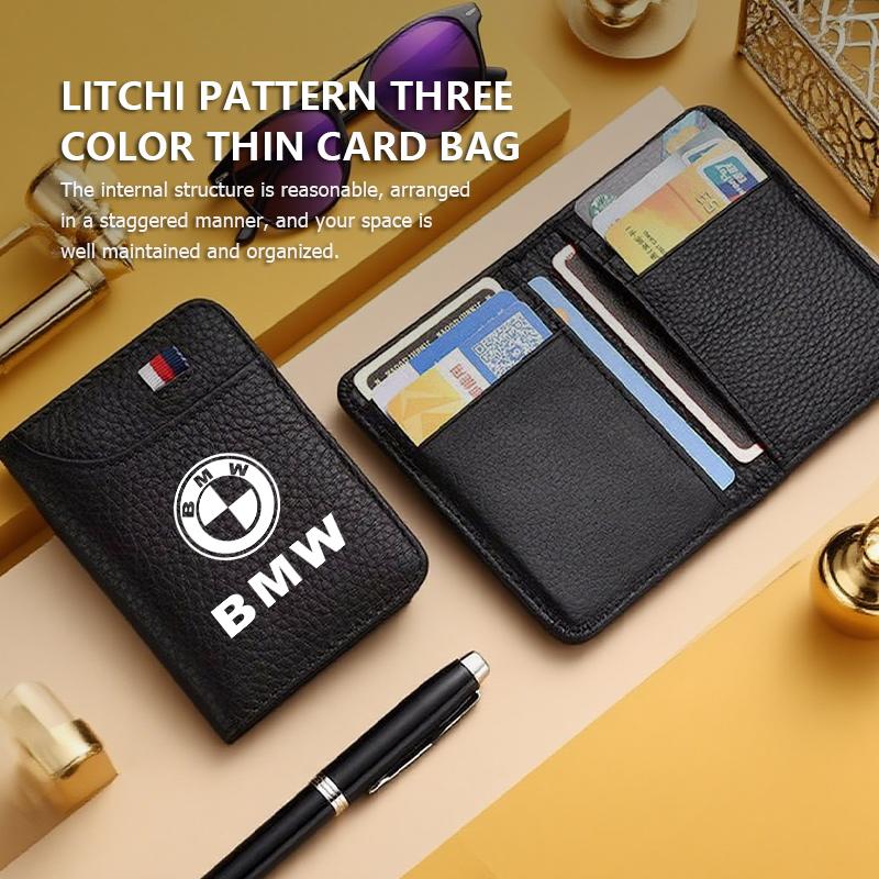 Zipper Short Wallets Multi Slots Leather Card Holder Coin Purse For BMW M Performance E36 E46 E60 E90 E91 E92 E93 F30 F20 xkhr50