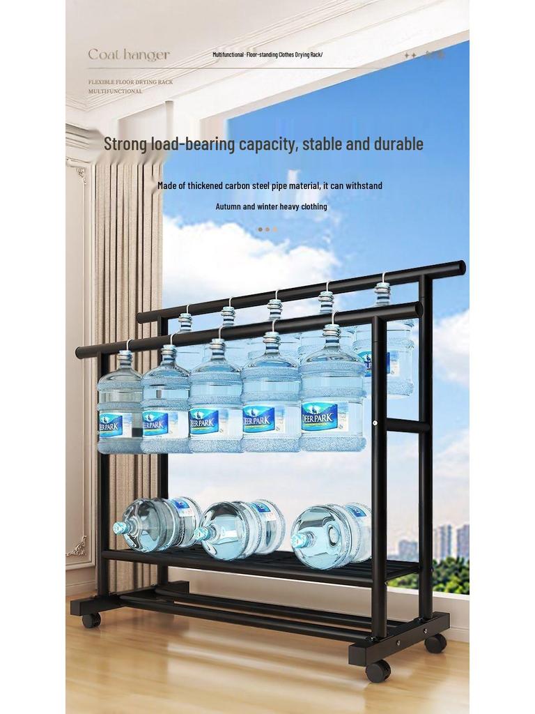 Double Pole Movable Clothes Drying Rack for Bedroom, Balcony, or Outdoor Use