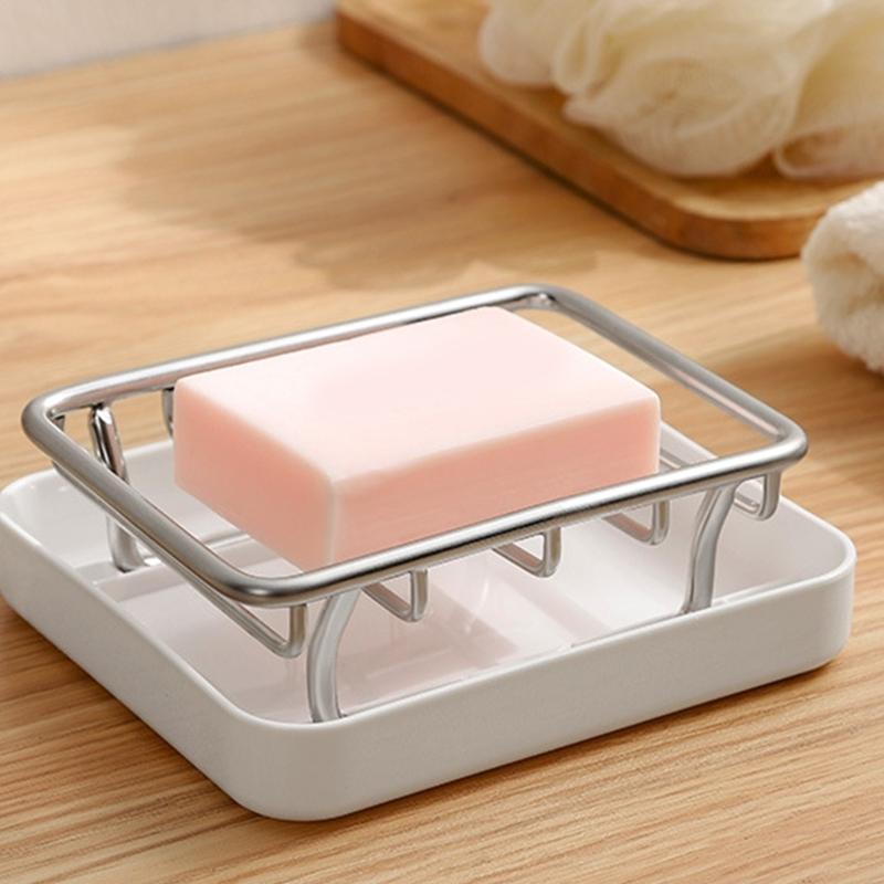 Rustproof Soap Dish Organizer Travel Holder Drain Rack For Bathroom Countertop Kitchen Sink Durable Stainless