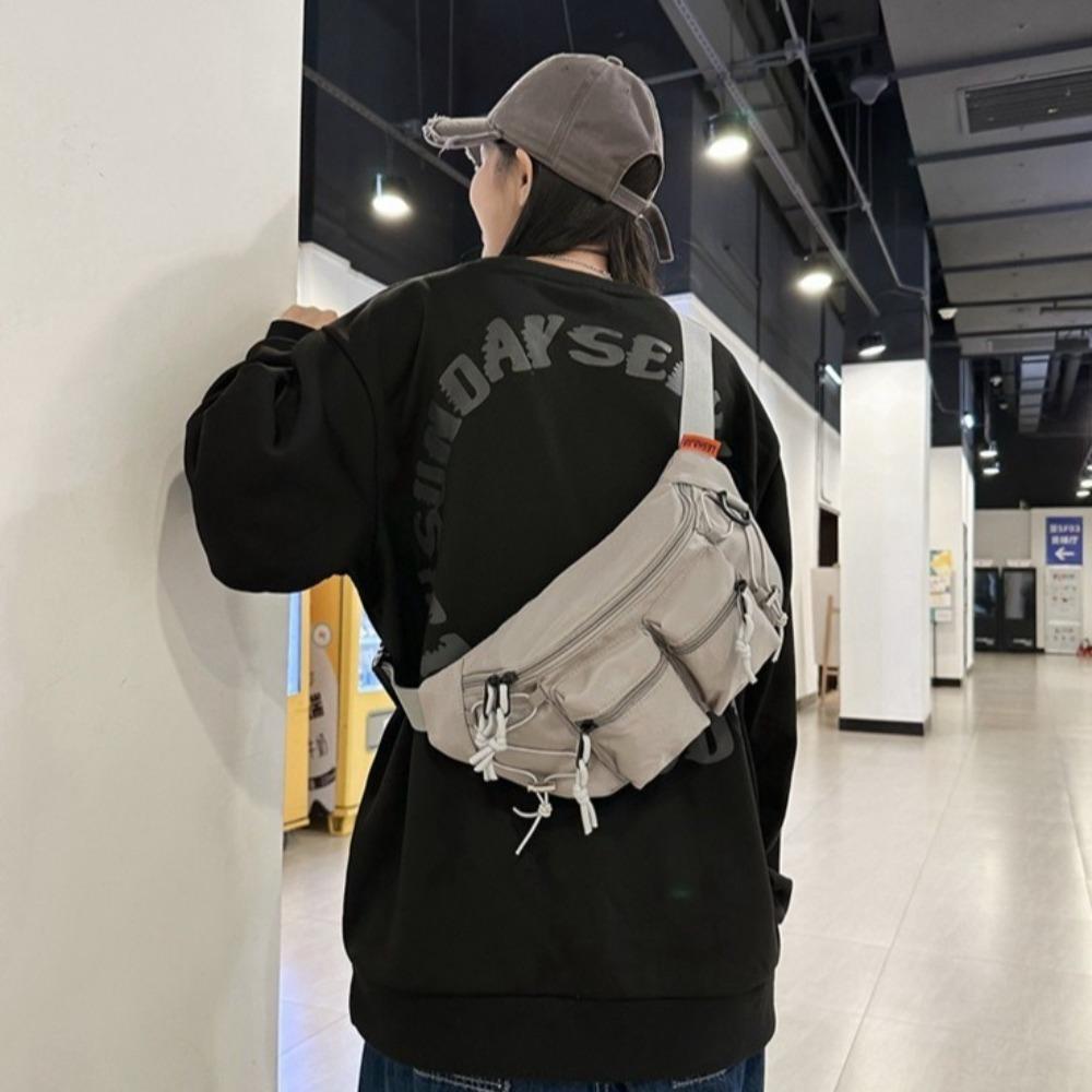Y2k Multi-pocket Chest Bag Large Capacity Sports Fanny Pack Fashion Men Waist Bag  Riding