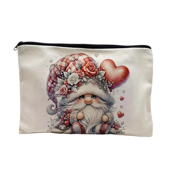 baizihuahu Cosmetic Storage Bag, with Black Zipper Smooth Opening, Thick Wear-Resistant Canvas Pouch, Christmas Pattern Printed Multipurpose