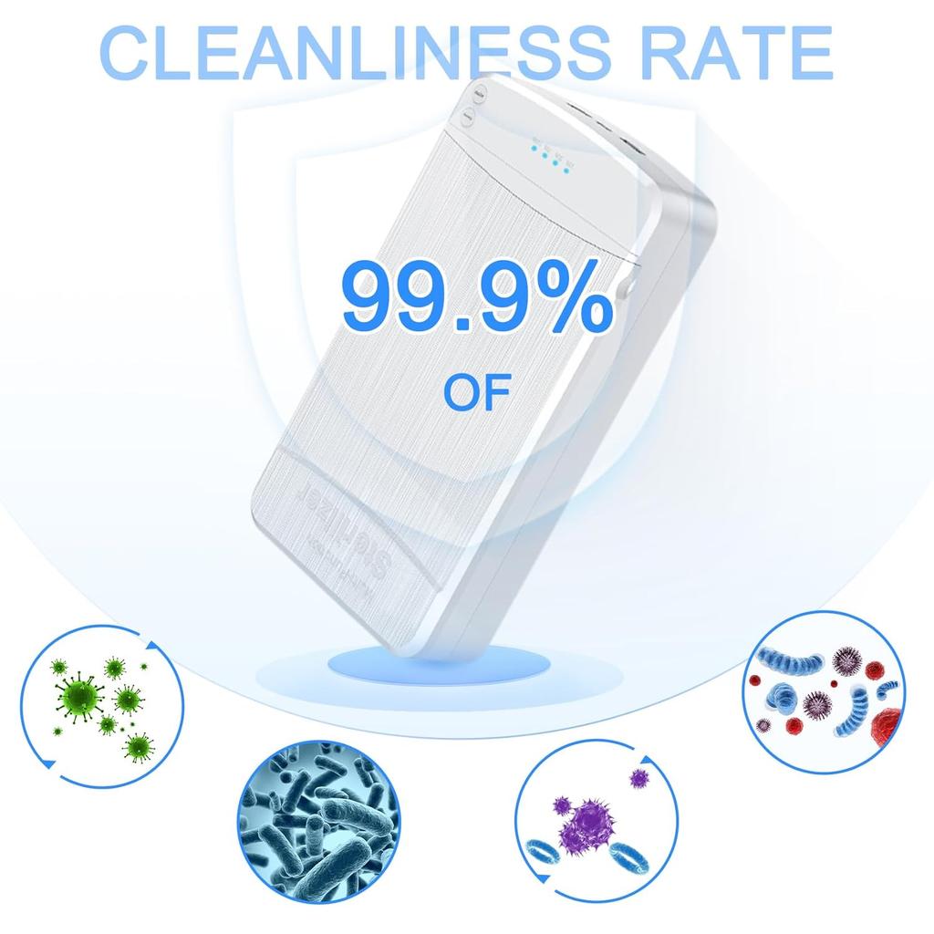 Portable UV Nail Art Tool Cleaning Box for Manicure, Salon, Tweezers, Jewelry, Cell Phone Cleaning Tools (White)