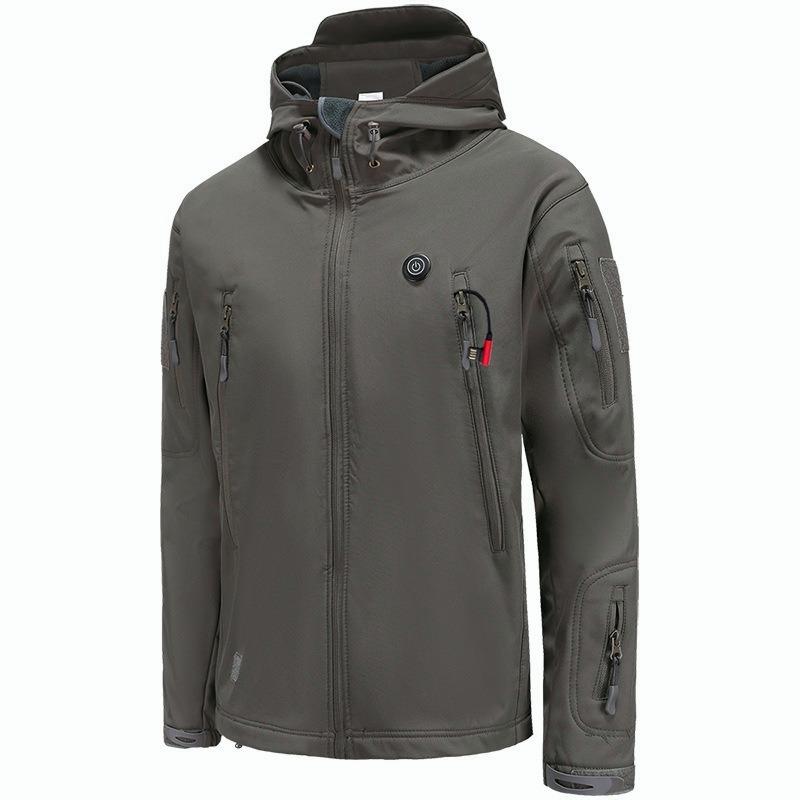 

Куртка с подогревом и аккумулятором, зимнее напольное пальто с электрообогревом Soft Shell 4XL серый