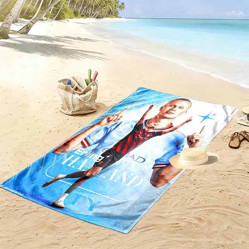 Football Star Action Dynamic Pose Beach Towel Portable For Travel Soft Quickdrying Swim Towel Absorbent Bath Towel Seaside Printing