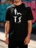 Male Cotton Crew Neck Tee Funny Happy Wife No Wife Stick Figure Graphic Short Sleeve Summer Daily Streetwear Basic Top For Unisex