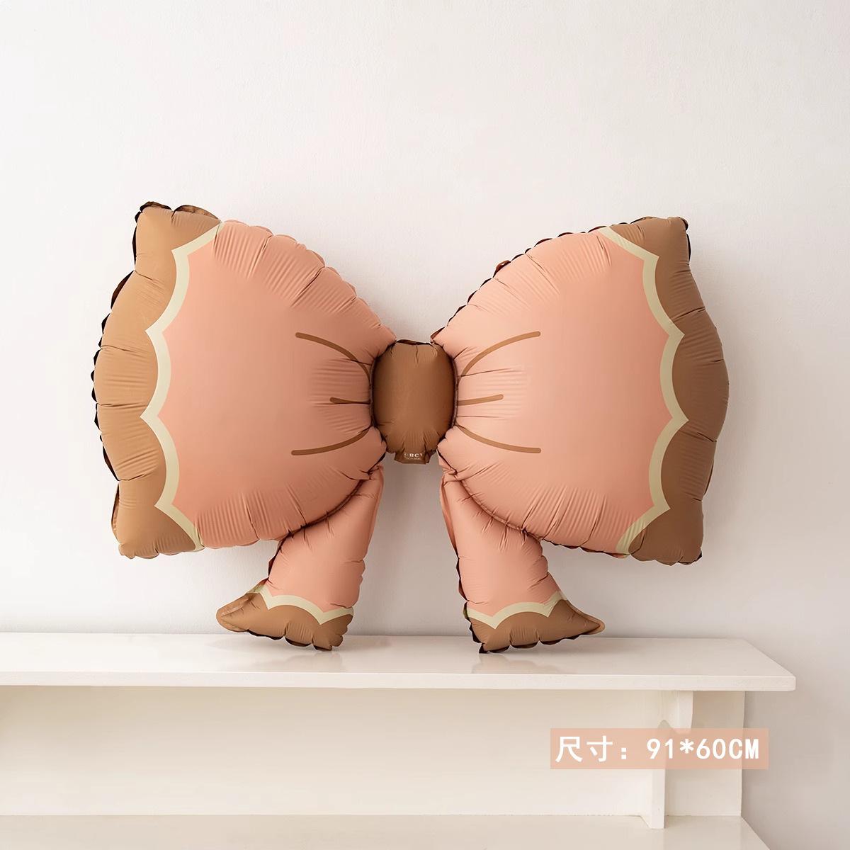Wind Large Pink Blue Matte Bow Aluminum Film Balloon Children S Birthday Decoration Party Scene Arrangement Matte Bow Pink