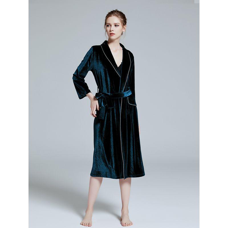 Celebrity Style High-End Temperament Couple Men's and Women's Nightgown Gold Velvet Wedding Morning Gowns Autumn Pajamas Homewear Bathrobe