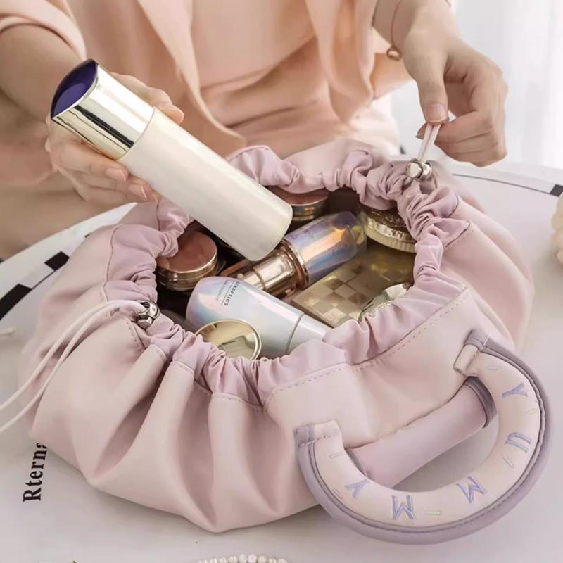 Portable Makeup Bag For Daily Use Women Large Capacity Travel Toiletry Bags Drawstring Cosmetic Storage Pouch