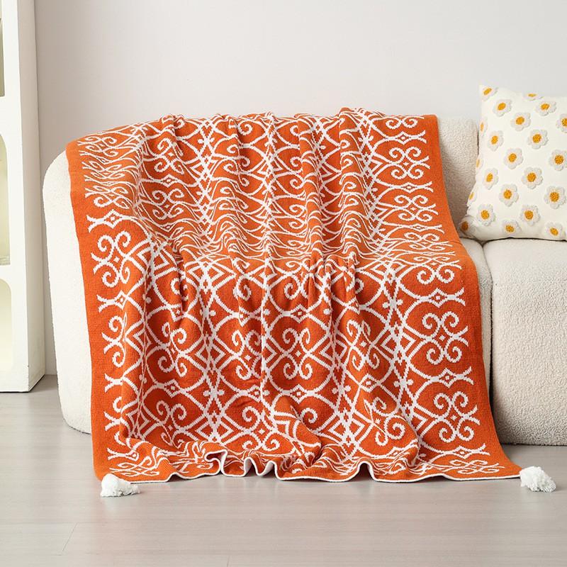 Bohemian Style Knitted Throw Blanket Sofa Bed Office Nap Cozy Lightweight Acrylic Warm