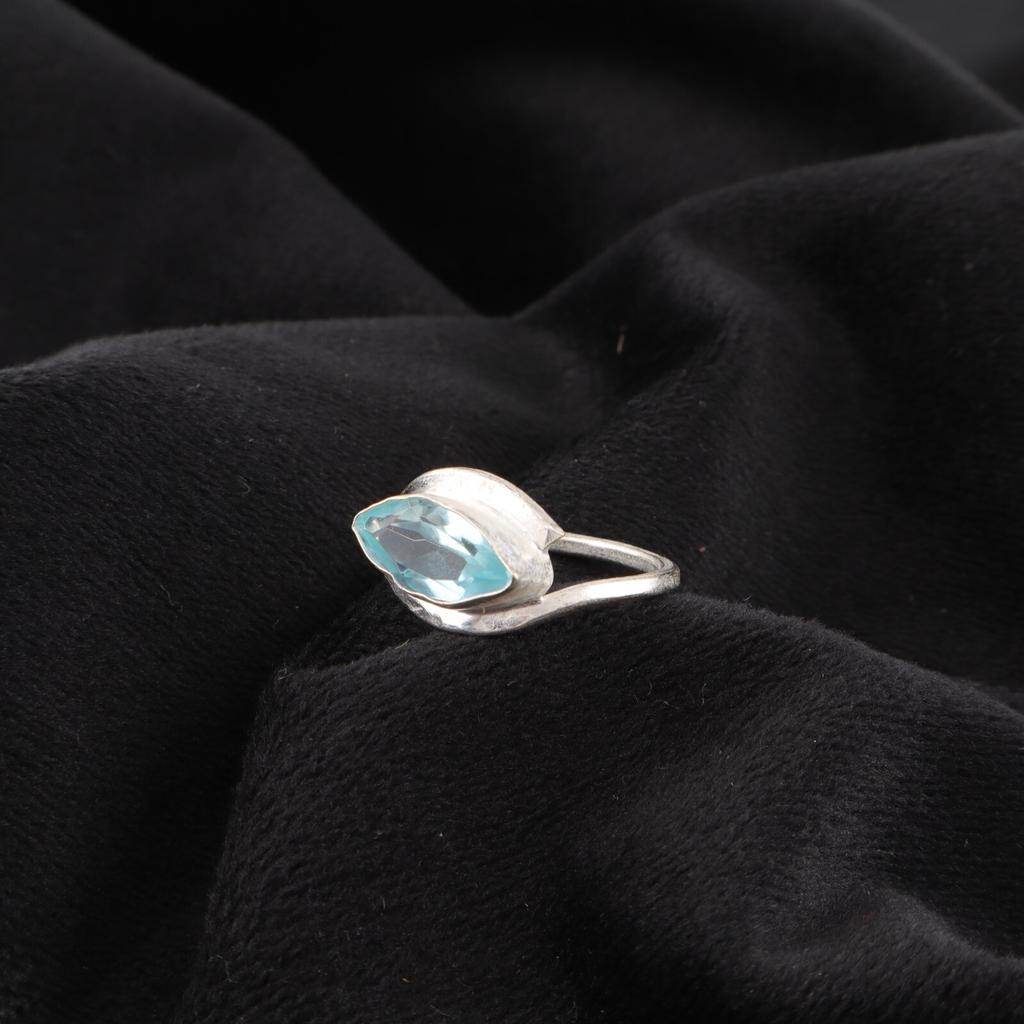 Sky Blue Topaz Gemstone Ring 925 Sterling Silver Handmade Jewelry Stylish Ring RR-60-8