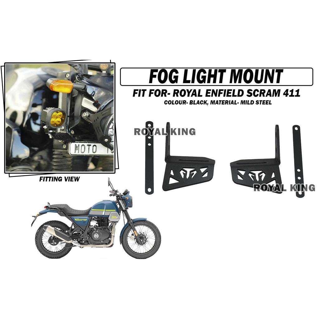 Fit For Royal Enfield "Scram 411 Black Fog Light Mount"