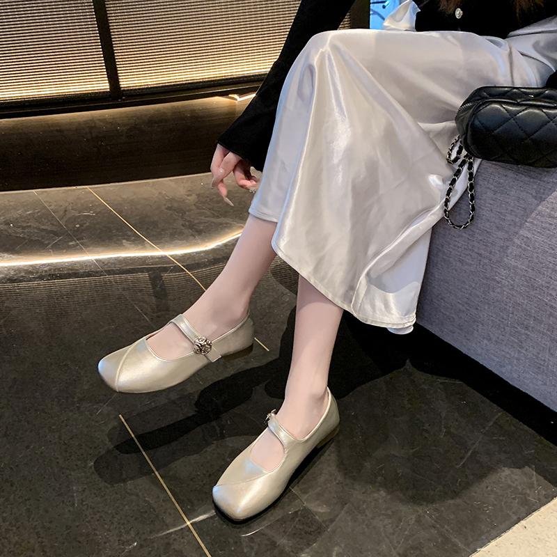 Mode Neue Retro Bao Zehen Eckige Zehen Pumps für Damen Elegante Riemen Niedrige Absatzpumps Damen Frühling Leichtgewichtige PU-Lederschuhe Mujer