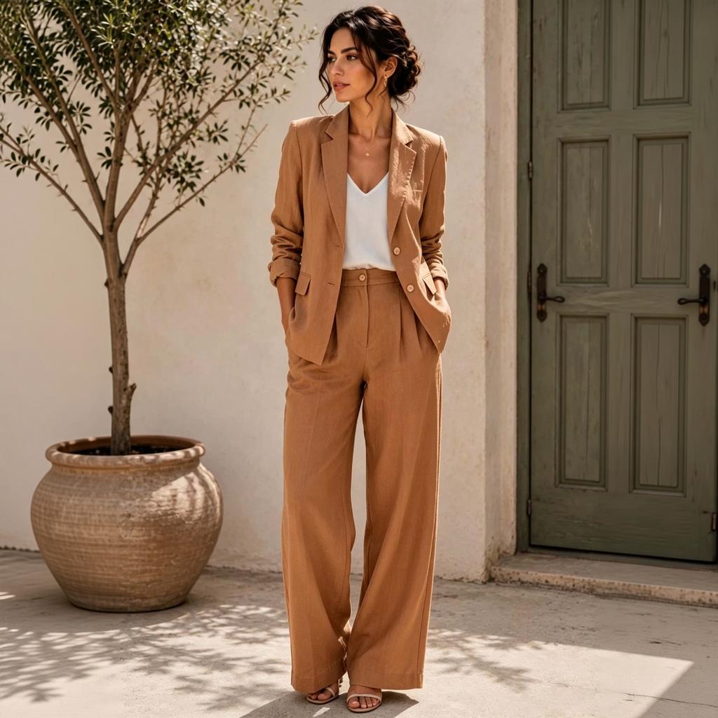 Women's Casual Two Piece Suit Set with and Pants for Everyday Fashion Look