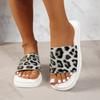 Fashion Summer New Leopard Print Thick Heeled Slippers for Women Casual Square Toe Home Outside Wear Female Slides Platform Flip Flops
