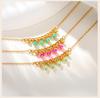 Statement Beaded Dangling Bracelet for Women, Gold Plated Stainless Steel, Adjustable Handmade Wristband Jewelry Waterproof