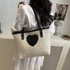 Bag women's bag 2025 new Korean version, simple small bag, love straw woven bucket bag, tote bag