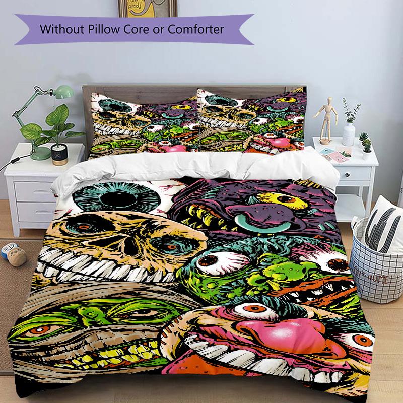 3pcs Monster Mashup Duvet Cover Set, 1 Duvet Cover + 2 Pillowcases (No Insert), High-Definition Print, Home & Dorm Set yy251208068