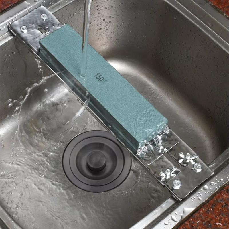 Stainless Steel Retractable Whetstone Stand with Anti-Skid Feet Adjustable Sharpening Bracket for Kitchen Household Knife Sharpening
