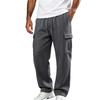 Men's Casual Loose Fit Wide Straight Leg Multi-Pocket Long Pants for Everyday Wear