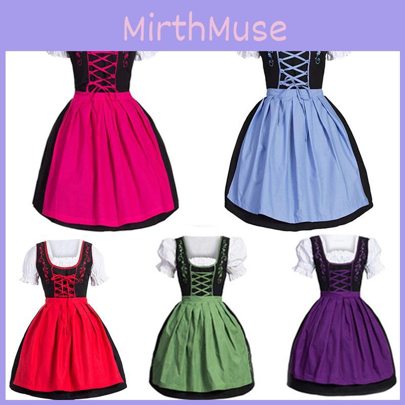 Charming German Dress Bavarian Dirndl Costume With Elegant Apron Decoration
