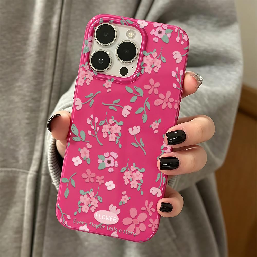 Phone Case For Iphone 17 Air 11 Pro Max 15 Plus 16 14 13 12 White Silicone Shockproof Anti Slip Protective Pink Floral Cover
